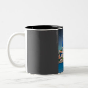 Lyon France Vintage Minimal Retro Travel Poster Two-Tone Coffee Mug