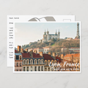Lyon France with Basilica Postcard