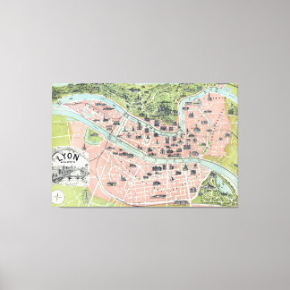 Lyon Monumental Map Garnier Freres Paris 1894 Canvas Print