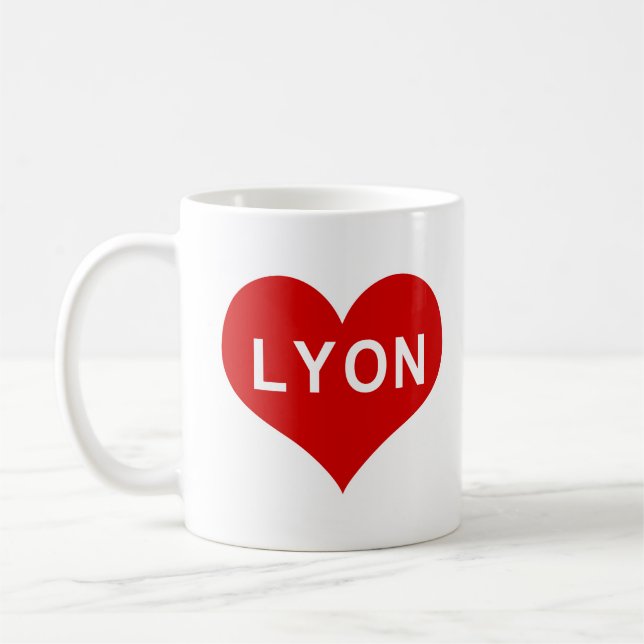 LYON Red Love Heart Coffee Mug (Left)