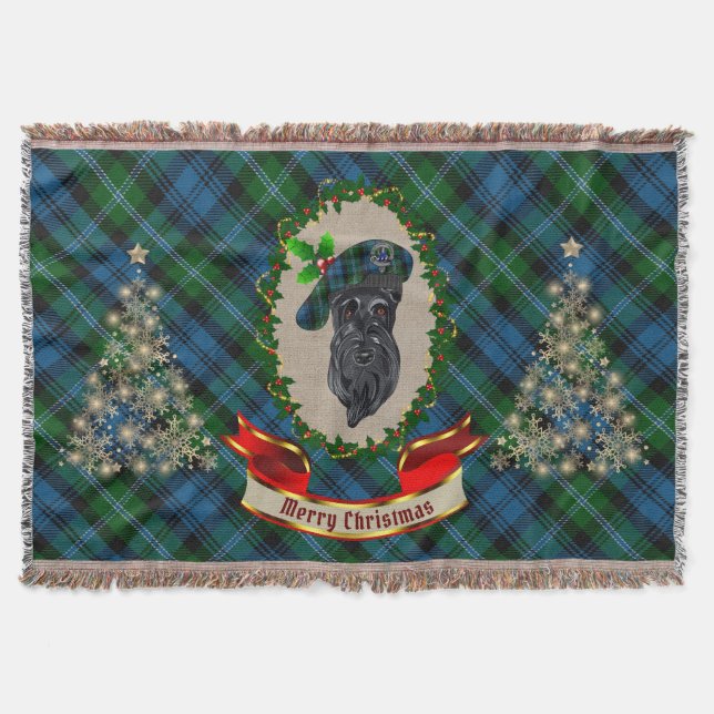 Lyon Scottie Dog Christmas Throw Blanket (Front)