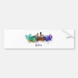 Lyon skyline in watercolor bumper sticker