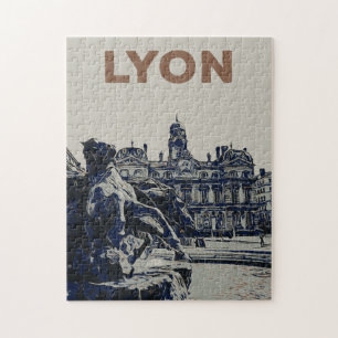 Lyon the Bartholdi Fountain illustration France Po Jigsaw Puzzle