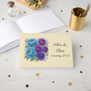 Lyons Blue Peony and Fig Purple Rose Wedding Guest Book