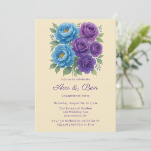 Lyons Blue Peony & Fig Purple Engagement Party Invitation