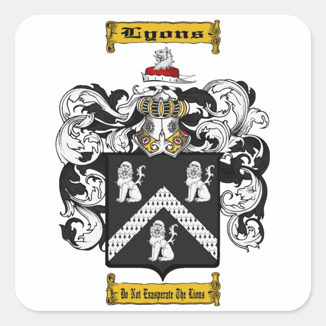 Lyons (Irish) Square Sticker (Front)