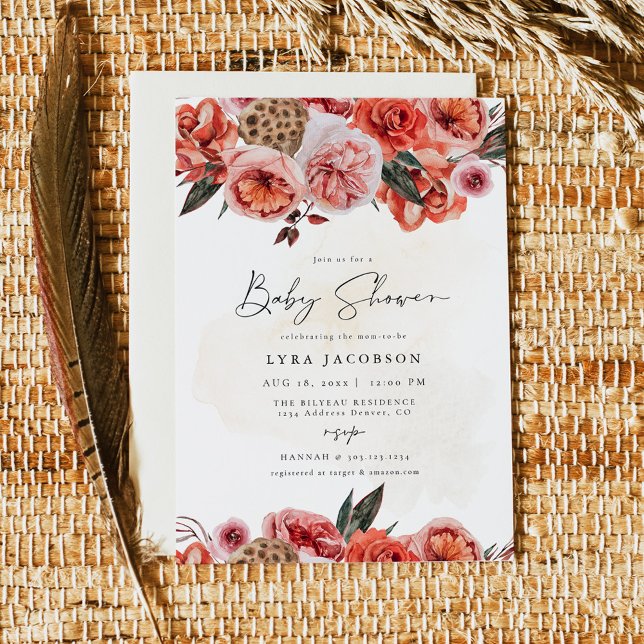 LYRA Bohemian Girl Fall Floral Baby Shower Invitation (Creator Uploaded)