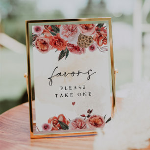LYRA Boho Fall Floral Favour Table Sign Invitation