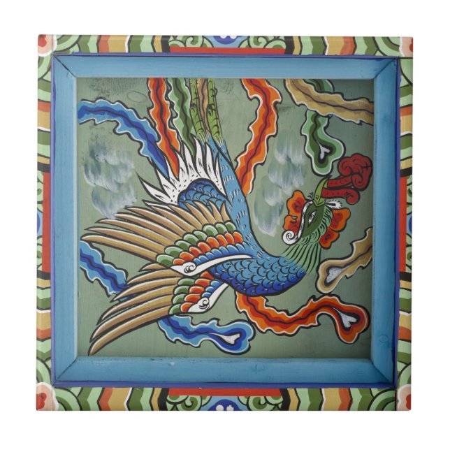 Lyre Bird Oriental Mural Ceramics Tile (Front)