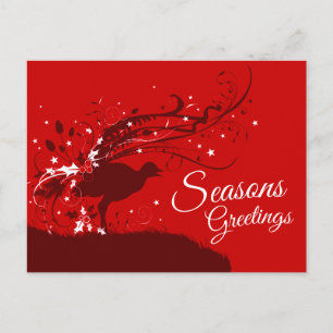 Lyrebird christmas whimsy graphic art postcard