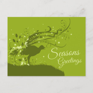 Lyrebird christmas whimsy graphic green postcard