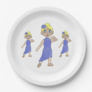 Lyrical Dancer Modern Dance Recital Purple Costume Paper Plate