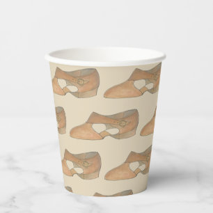Lyrical Tan Modern Dance Teacher Shoe Print Paper Cups