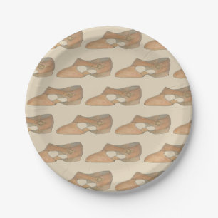 Lyrical Tan Modern Dance Teacher Shoe Print Paper Plate
