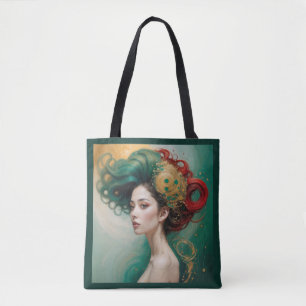 “Lyrielle” - The Green-Gold Empress Tote Bag