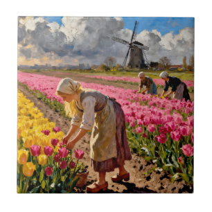 “Lysbeth in the Amber Light” - A Dutch Landscape Ceramic Tile
