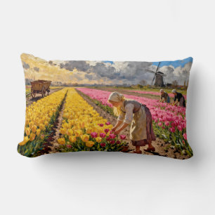 “Lysbeth in the Amber Light” - A Dutch Landscape Lumbar Cushion