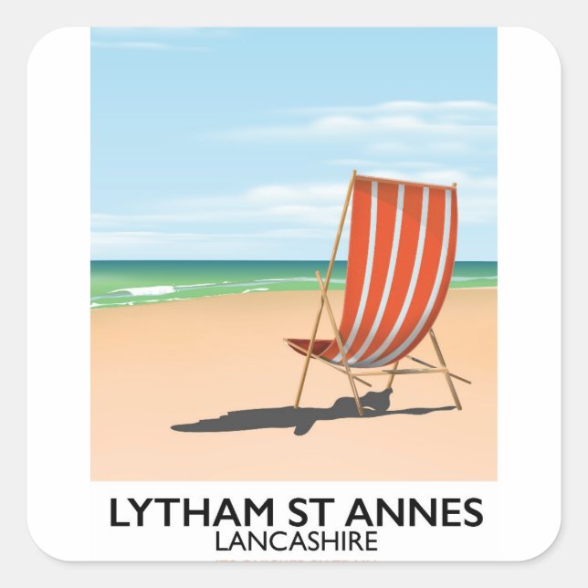 Lytham St Annes Lancashire seaside poster Square Sticker (Front)