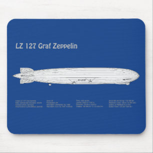 LZ 127 Graf Zeppelin - Airship Blueprint Plans ABD Mouse Pad