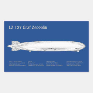 LZ 127 Graf Zeppelin - Airship Blueprint Plans ABD Rectangular Sticker