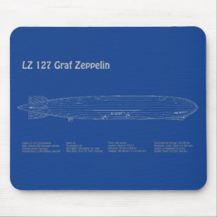 LZ 127 Graf Zeppelin - Airship Blueprint Plans AD Mouse Pad