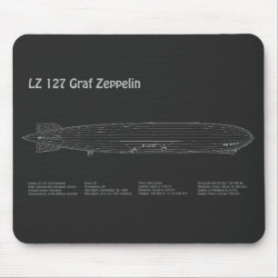LZ 127 Graf Zeppelin - Airship Blueprint Plans PD Mouse Pad
