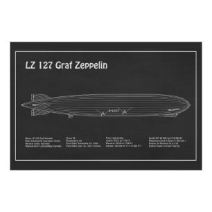 LZ 127 Graf Zeppelin - Airship Blueprint Plans PD Photo Print