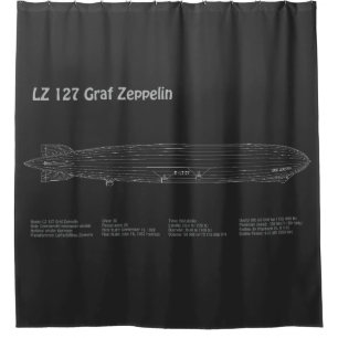 LZ 127 Graf Zeppelin - Airship Blueprint Plans PD Shower Curtain