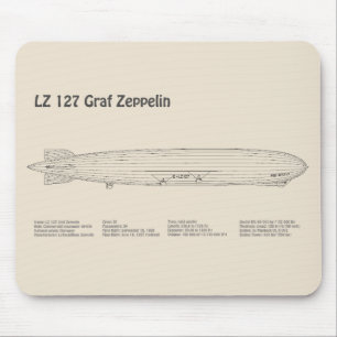 LZ 127 Graf Zeppelin - Airship Blueprint Plans SD Mouse Pad