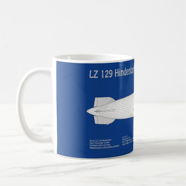 LZ 129 Hindenburg - Airship Blueprint Plans ABD Coffee Mug (Left)