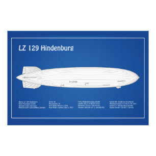 LZ 129 Hindenburg - Airship Blueprint Plans ABD Photo Print