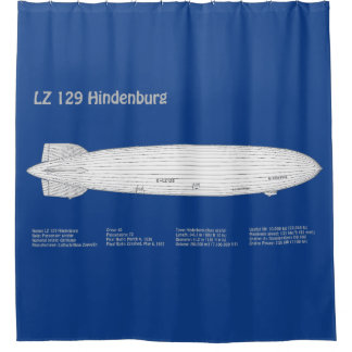 LZ 129 Hindenburg - Airship Blueprint Plans ABD Shower Curtain