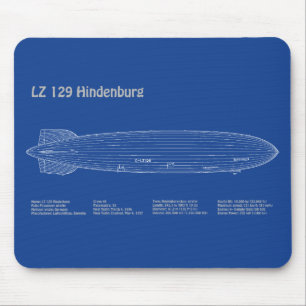 LZ 129 Hindenburg - Airship Blueprint Plans AD Mouse Pad