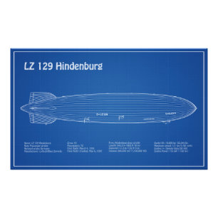 LZ 129 Hindenburg - Airship Blueprint Plans AD Photo Print
