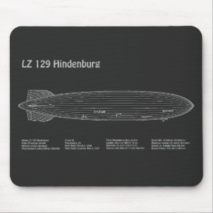LZ 129 Hindenburg - Airship Blueprint Plans PD Mouse Pad