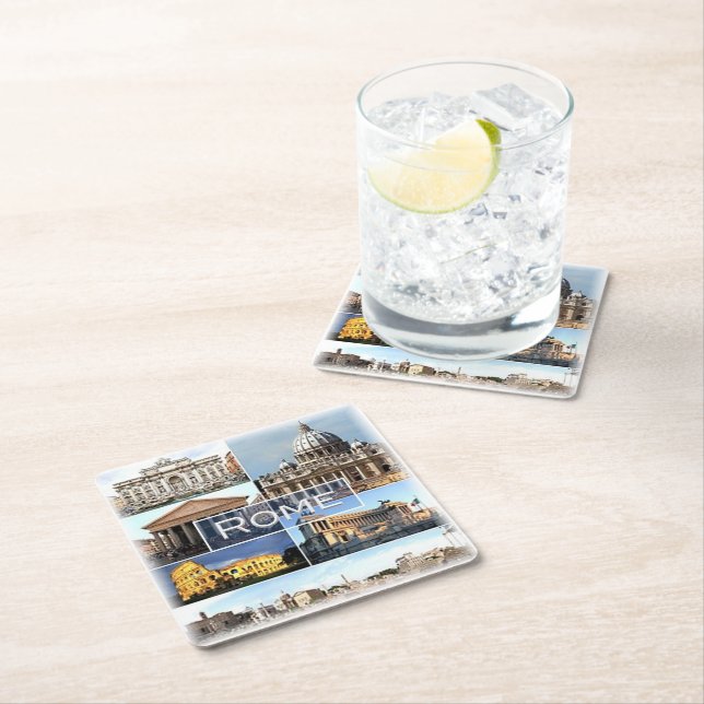 LZO002 ROME, Lazio, Italy, Square Paper Coaster (Insitu)