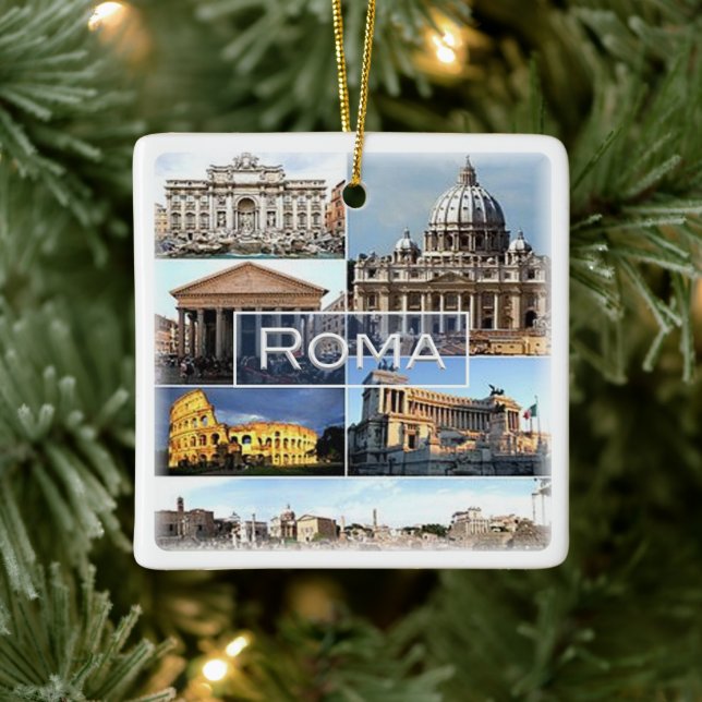 LZO010 mosaic of ROME, Lazio, Italy, Ceramic Ornament (Tree)