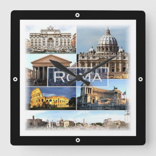 LZO010 mosaic of ROME, Lazio, Italy, Square Wall Clock