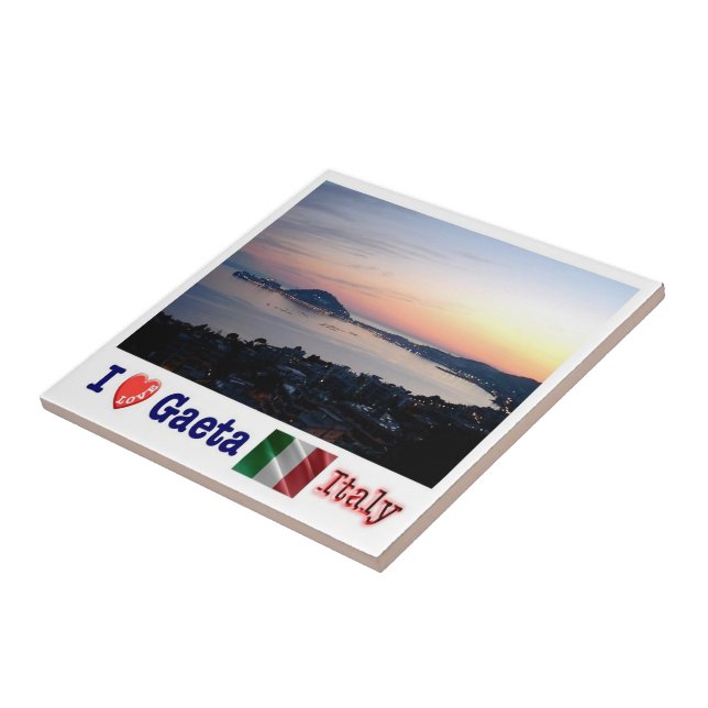 LZO011 GAETA Gulf, I Love, Italy, Ceramic Tile (Side)