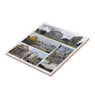 LZO012  ROME, Colosseum, Pantheon, Ceramic Tile