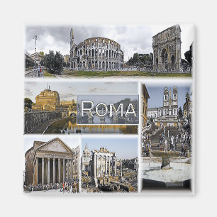 LZO012 ROME, Colosseum, Pantheon, Fridge Magnet