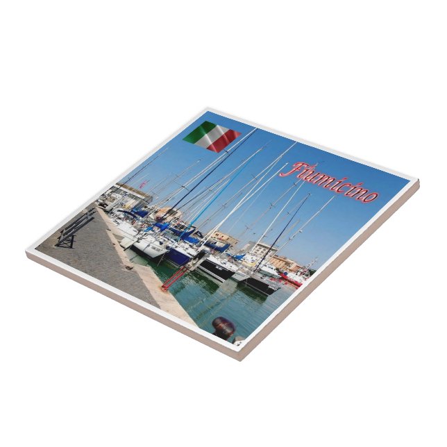 LZO023 FIUMICINO Port, Italy, Ceramic Tile (Side)