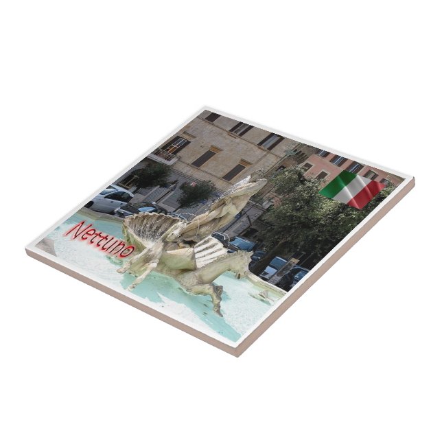 LZO043 NETTUNO, Fountain, Italy, Ceramic Tile (Side)