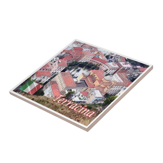 LZO049 TERRACINA, Aerial View, Italy, Ceramic Tile (Side)