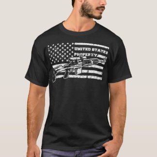 M14 EBR Enhanced Battle Rifle Distressed US Flag T-Shirt