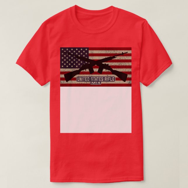 M14 United States Rifle American Flag Gifts T-Shirt (Design Front)