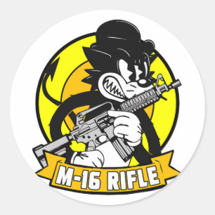 M16 RIFLE RETRO CLASSIC ROUND STICKER