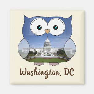 M190132 Chubby Owl Washington DC i Souvenir Magnet