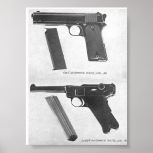 m1911 vs. Luger P08 pistol Poster