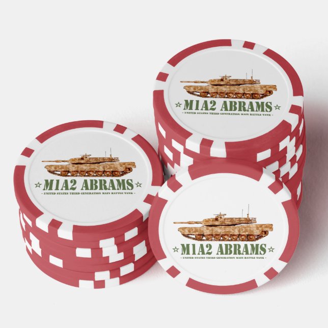 M1A2 Abrams US MBT Tank Desert Storm Veteran Poker Chips (Stack)